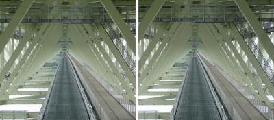 明石海峡大橋の内部 交差法3D立体ステレオ写真