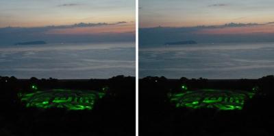 琴弾公園の銭形砂絵 ライトアップ 平行法3Dステレオ立体写真