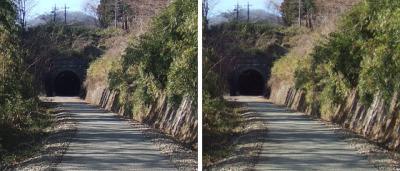 先の見えないトンネル 交差法ステレオ立体視３Ｄ写真