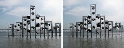 晴海埠頭のオブジェ 交差法3D立体ステレオ写真