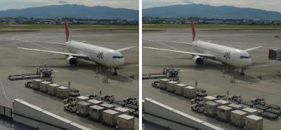 JAL航空機 交差法3Dステレオ立体写真