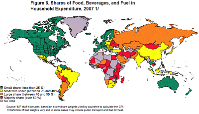 Shares of Food, Bevarages, and Fuel in Household Expenditure, 2007