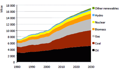 World primary energy demand in the Reference Scenario